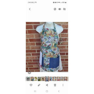 Handcrafted Full Apron with Towel Wild Bird and Bird Feeders 2 Large Pockets